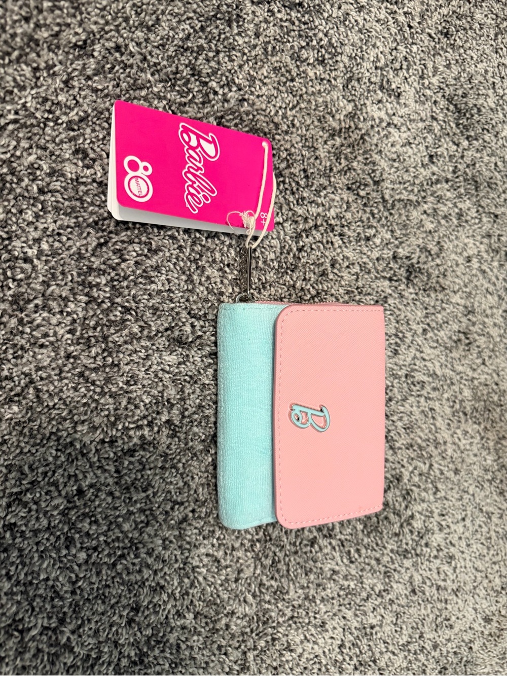 Barbie Mint and Pink Square Zip Wallet with Logo Plate